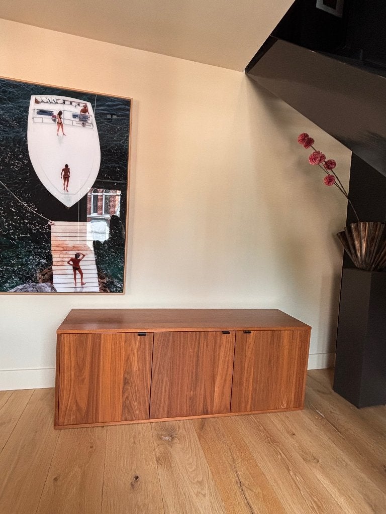 Walnoot fineer tv meubel, Ophalen, 50 tot 100 cm, Zo goed als nieuw, Minder dan 100 cm