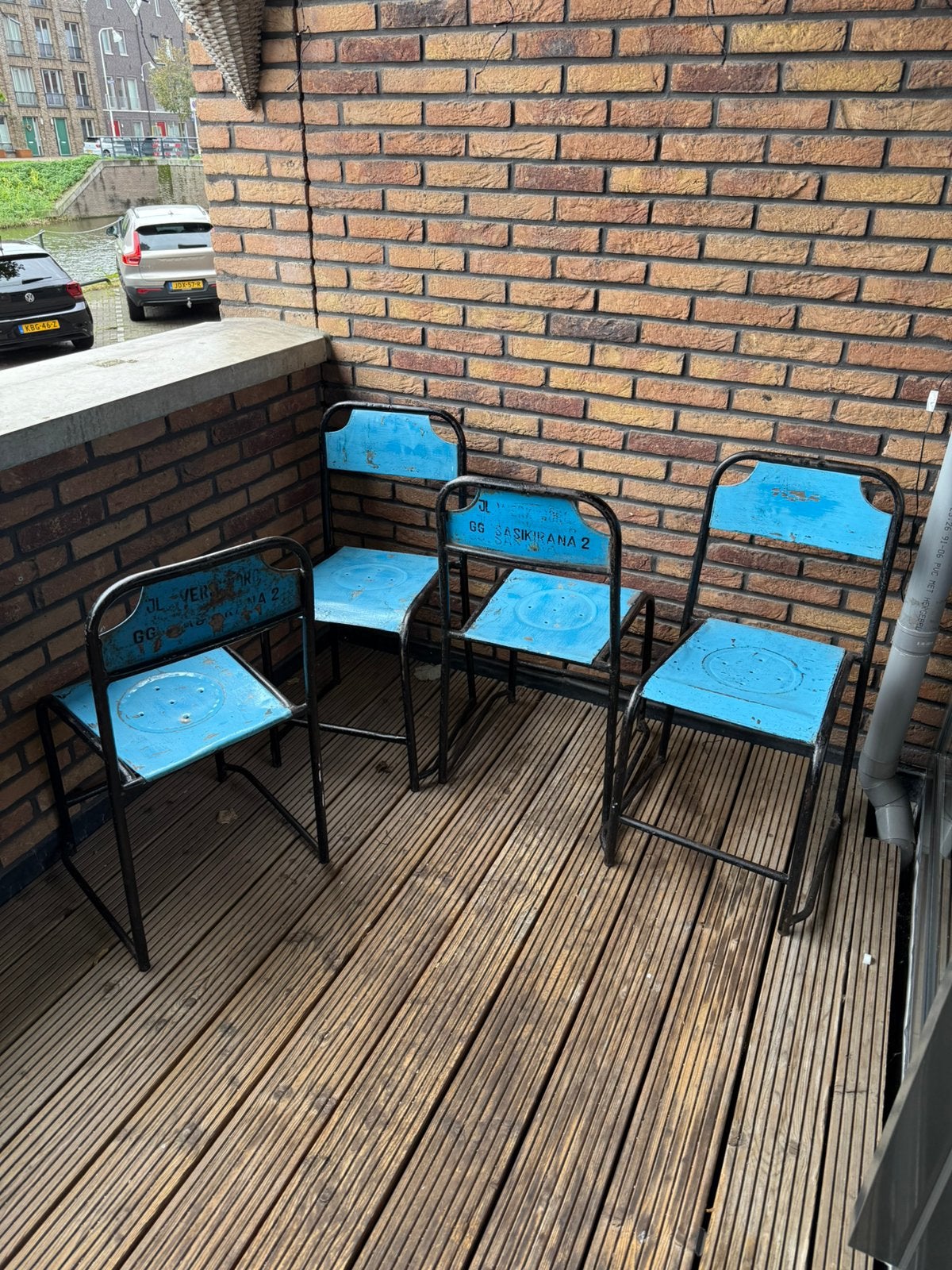 Industriële stoelen, Ophalen, Gebruikt, Blauw, Vier