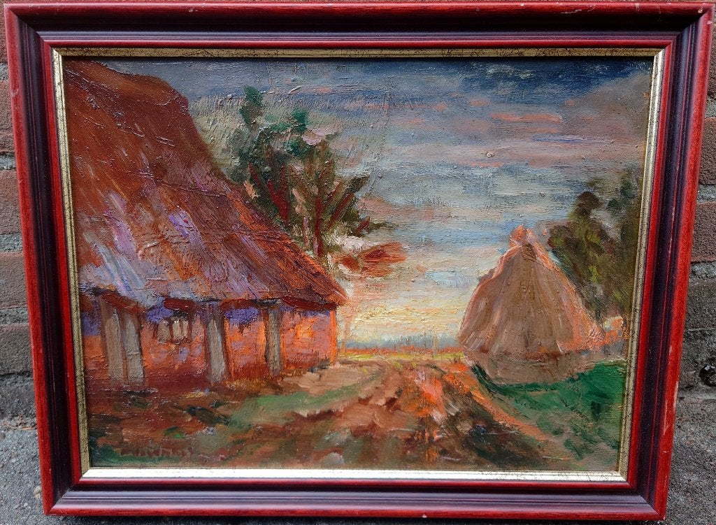 Harrie HASENBOS (1882 - 1954) Landschap met boerderij ~1920, Antiek en Kunst, Ophalen of Verzenden