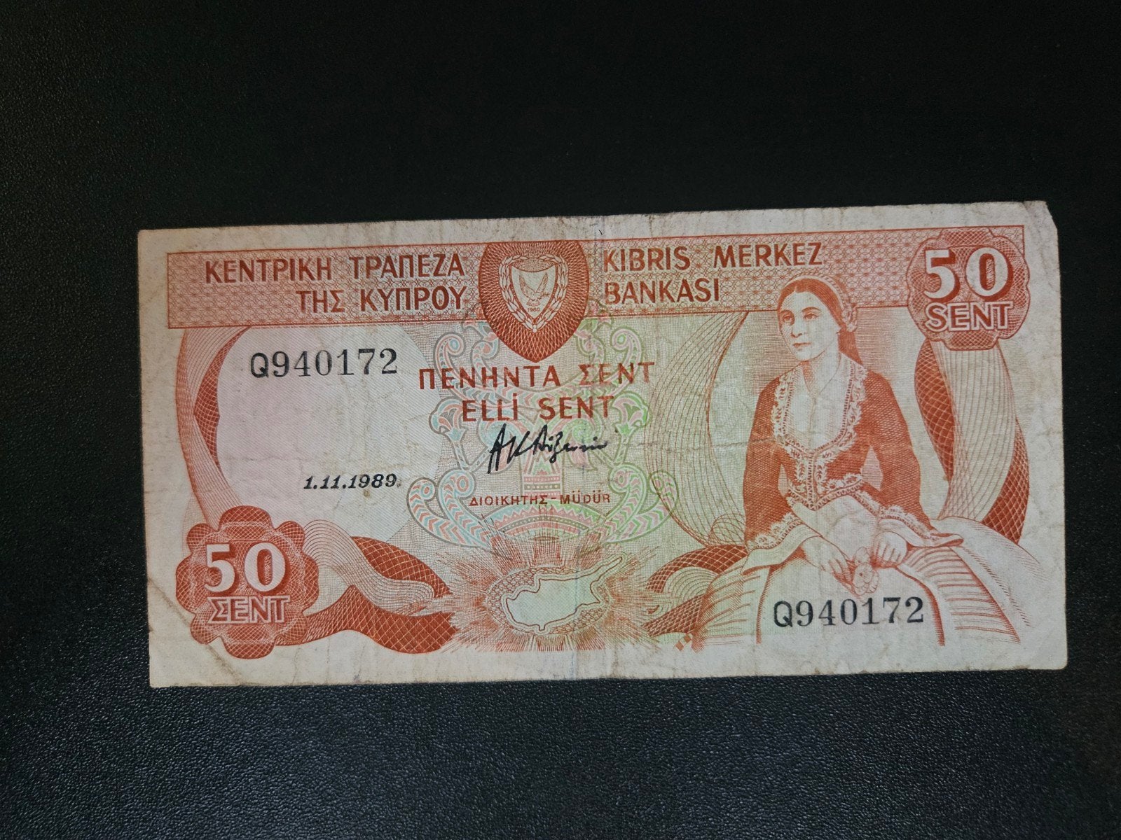 Cyprus pick 52 1989  beschreven, Postzegels en Munten, Bankbiljetten | Europa | Niet-Eurobiljetten, Ophalen of Verzenden, Overige landen