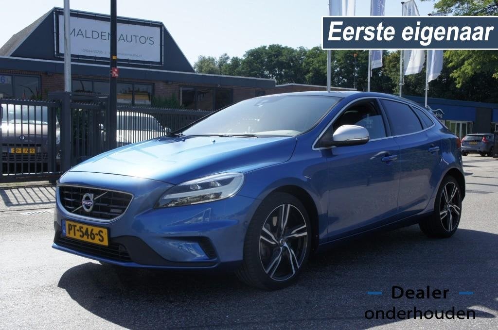 Volvo V40 2.0 T4 BNS SPORT R-design 1e-EIG LEDER/PANO/TREKHA, Auto's, Gebruikt, Euro 6, 4 cilinders, Blauw