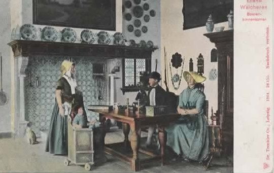 Zeeland 14 klederdrachten boeren binnenkamer Walcheren, Verzenden, Voor 1920, Ongelopen, Zeeland