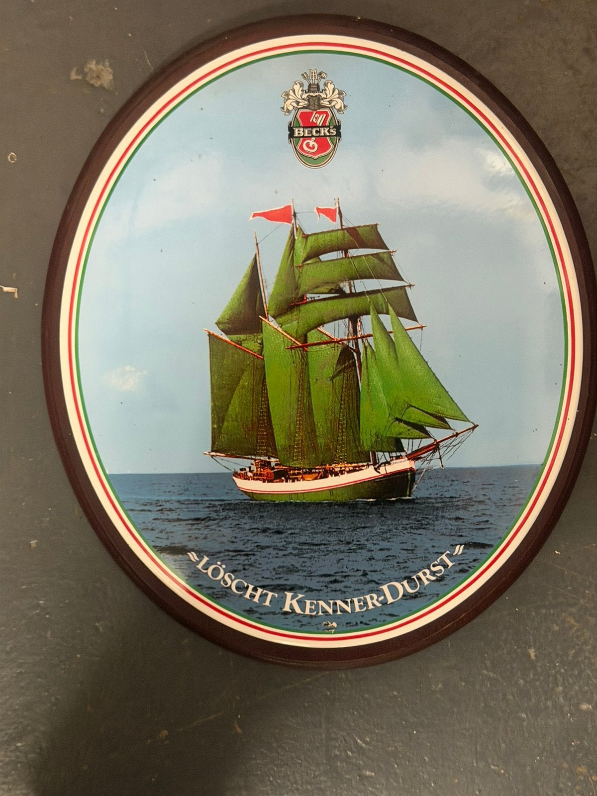 Emaille Beck’s Bier Wandbord, Ophalen of Verzenden, Gebruikt, Reclamebord