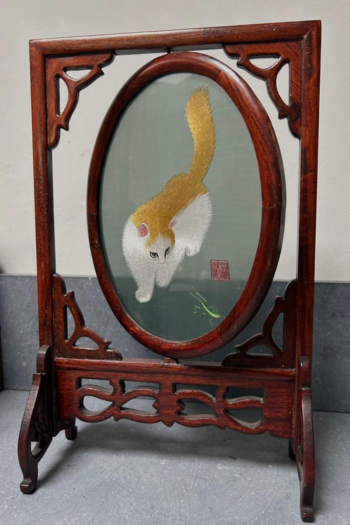 Chinese table divider tafelscherm carousel poezen, Antiek en Kunst, Ophalen of Verzenden
