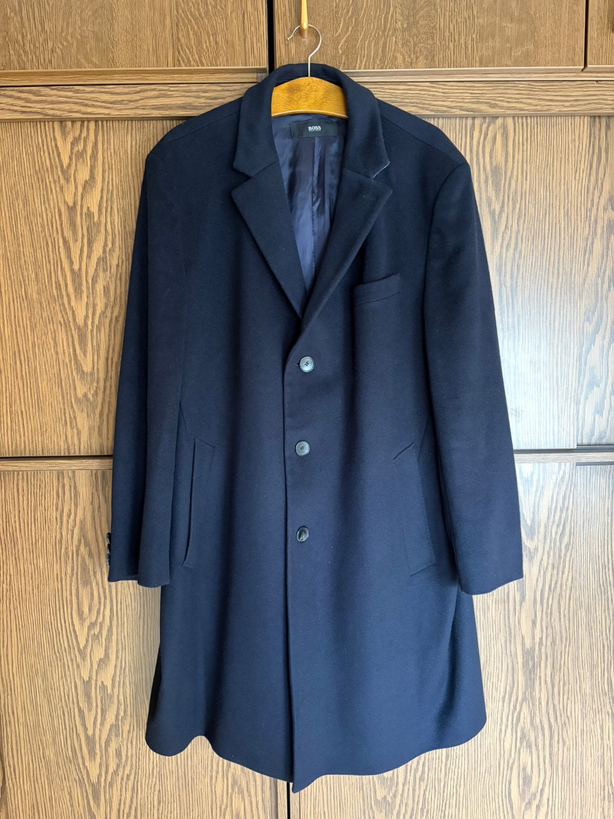 Hugo boss jas mantel wol kasjmier blauw donkerblauw 58 48 xl, Ophalen of Verzenden, Zo goed als nieuw, Maat 56/58 (XL), Blauw