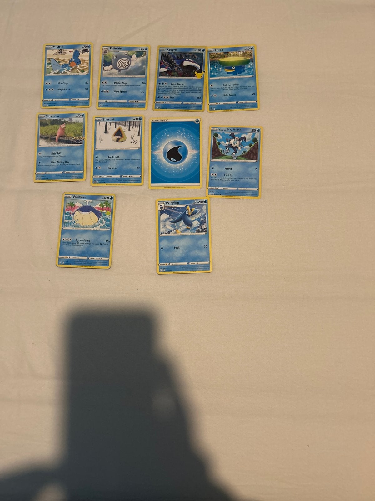 Pokémon Kaarten Water Type Set - 10 stuks, Ophalen of Verzenden, Gebruikt, Meerdere kaarten