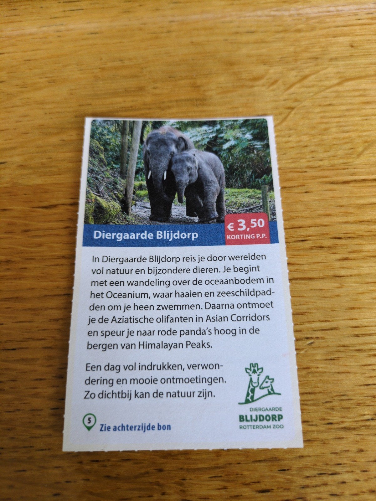 Kortingsbon voor Diergaarde Blijdorp, 3,50 p.p., Drie personen of meer, Kortingskaart