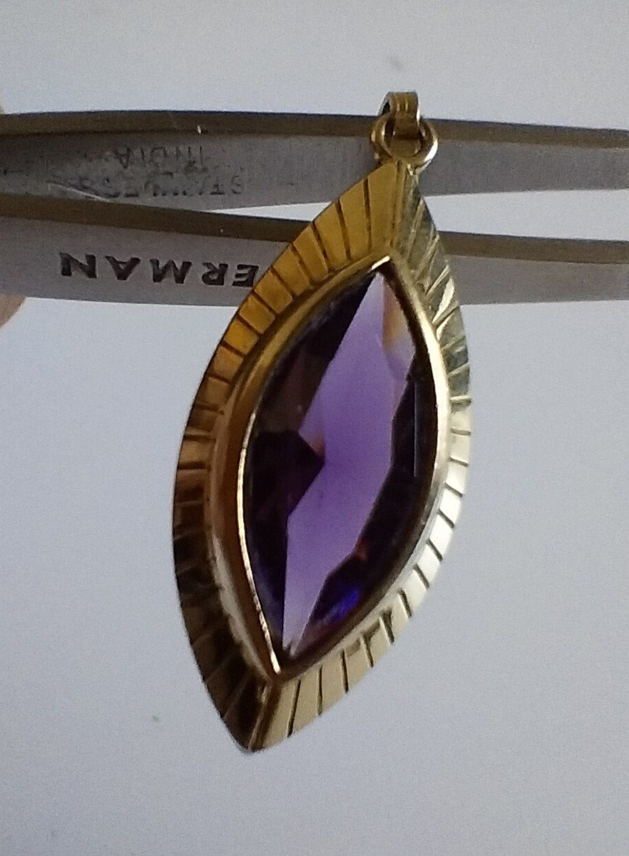 Prachtige Vintage K&L Hanger met Paarse Marquise Steen, Sieraden, Tassen en Uiterlijk, Verzenden, Hanger