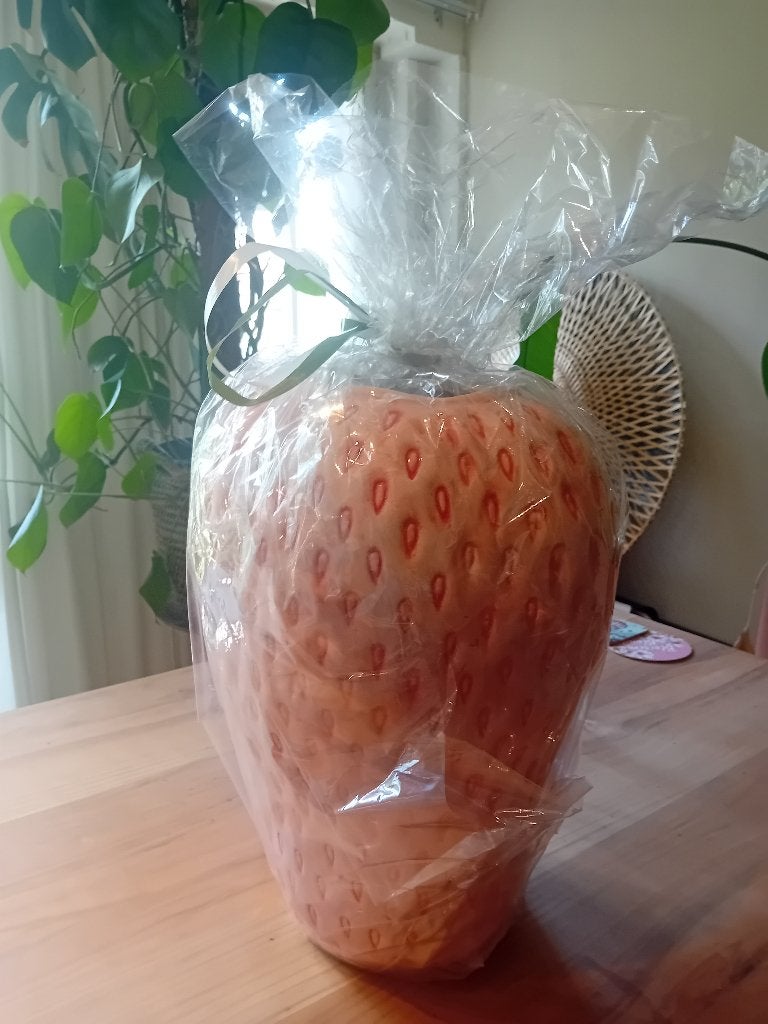 Grote vaas aardbei, nieuw!, Huis en Inrichting, Woonaccessoires | Vazen, Ophalen, Nieuw, Roze, Steen/keramiek