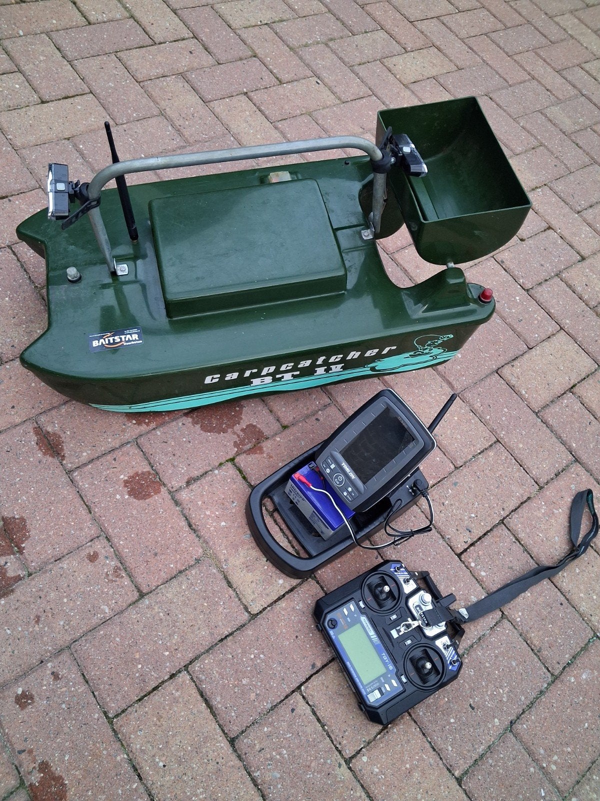Schrijver Carp Catcher BT IV voerboot + Toslon500 fishfinder, Watersport en Boten, Ophalen of Verzenden, Gebruikt, Overige typen