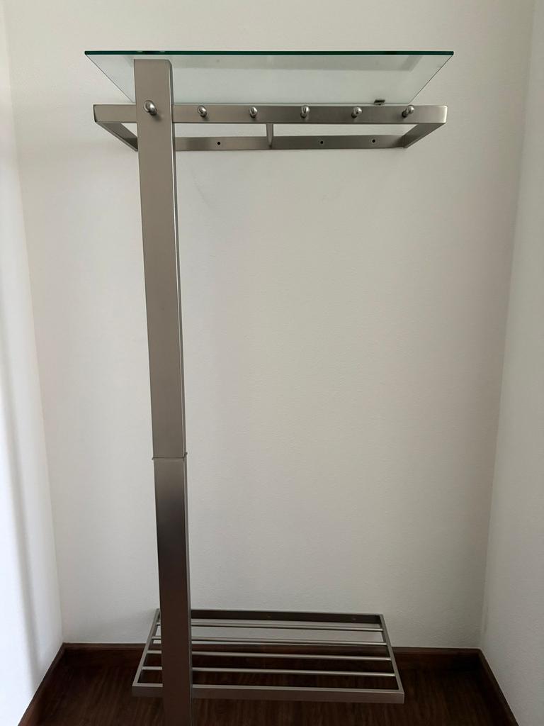 RVS Kapstok met glasplaat, Huis en Inrichting, Ophalen, Zo goed als nieuw, Staande kapstok, 150 tot 200 cm