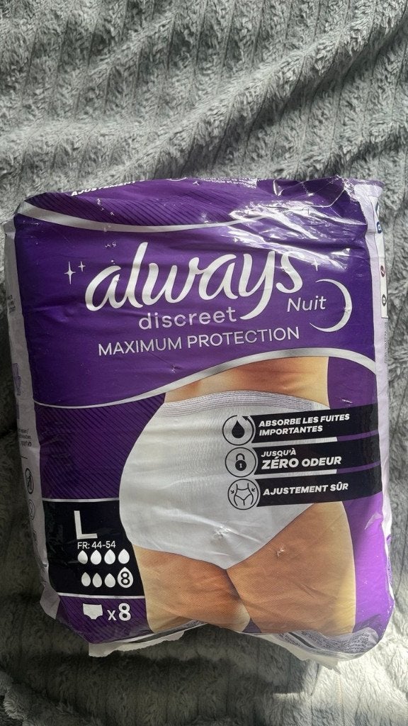 Always Discreet Nacht incontinentiebroekjes maat L – 8 stuks, Ophalen, Nieuw