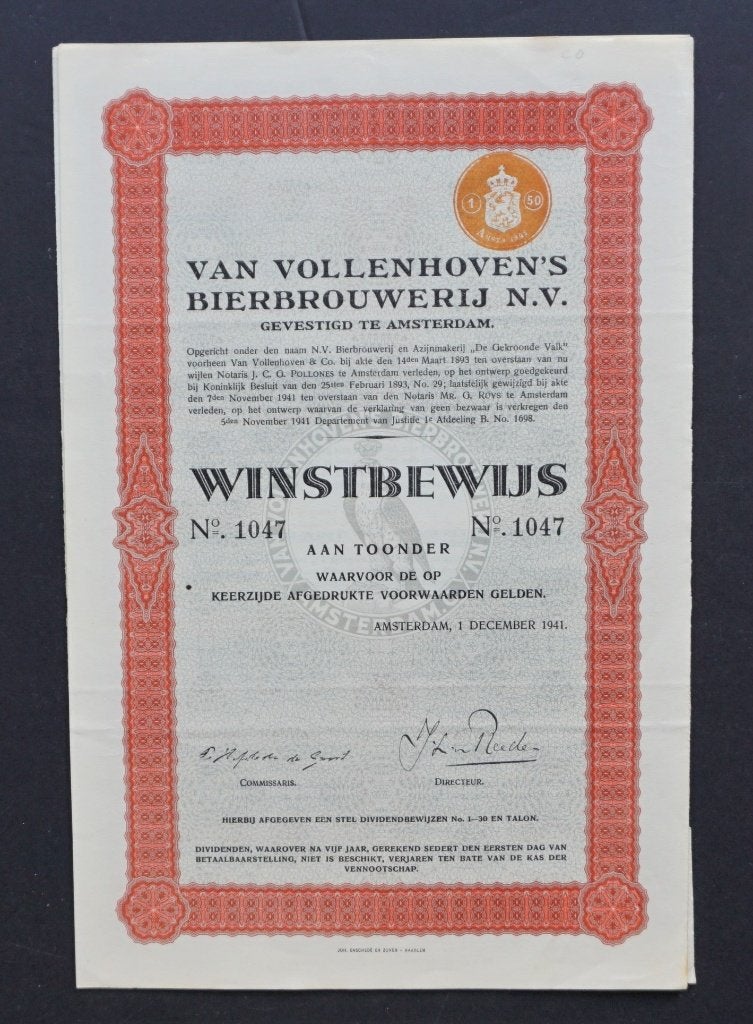 Van Vollenhoven's Bierbrouwerij N.V. (later Heineken) 1941, Verzenden