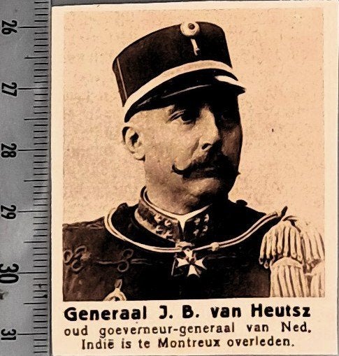Leger Indië 1924; Gen. J.B.van Heutsz overleden te Montreux, Verzenden, Voor 1940, Gebruikt, Overige onderwerpen