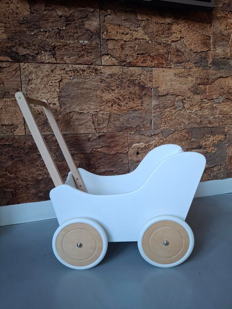 Houten poppenwagen kinderwagen, Ophalen, Zo goed als nieuw