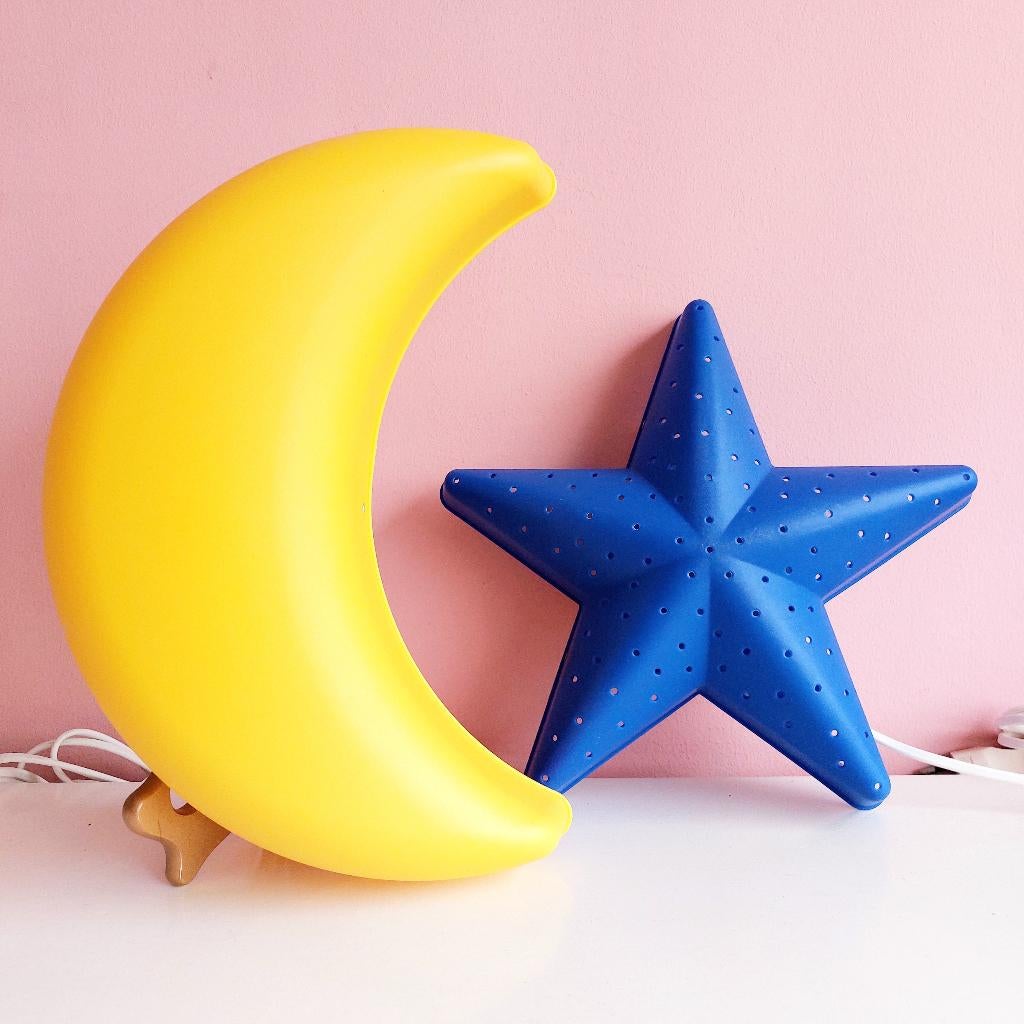 Mooe set vintage Ikea lampen, maan en ster - wandlamp, Ophalen of Verzenden, Zo goed als nieuw, Kunststof, Kinderkamer, Cosmisch