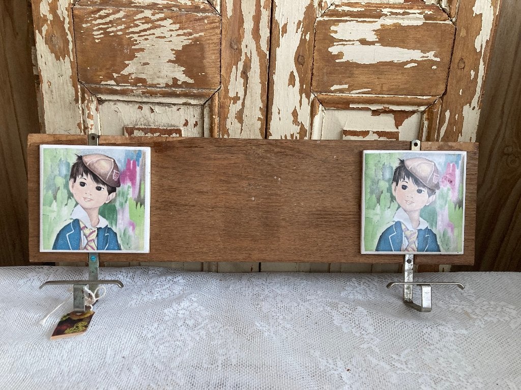 Vintage / Houten kinder - kapstokje met 2 haken / jaren 60, Ophalen of Verzenden, Gebruikt