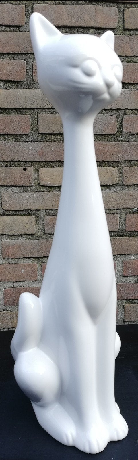 Dierenverzameling. Stilistische wit plateel beeld. 53 cm., Ophalen, Zo goed als nieuw, Hond of Kat, Beeldje of Figuurtje