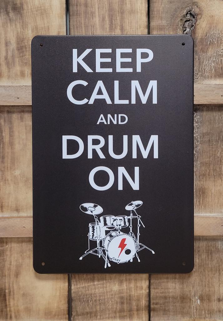 Keep calm and drum on reclamebord van metaal wandbord deco, Info@deconoord.nl, Deco Noord, Nieuw, Ophalen of Verzenden