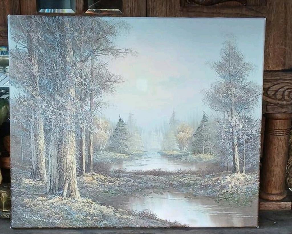 Schilderij W. Norwood - Winters Landschap, Ophalen of Verzenden
