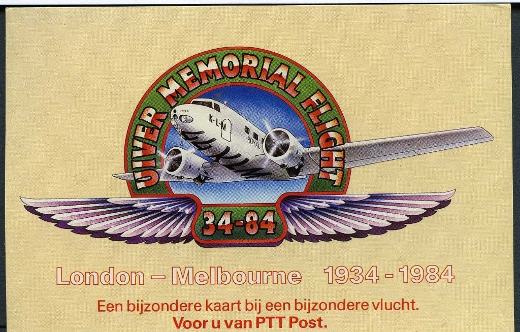 Nederland 1984 50 j 1e Uivervlucht KLM Melbourne Australie 2, Verzamelen, Verzenden, 1980 tot heden, Gelopen, Overige thema's