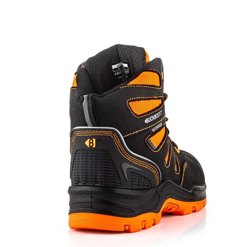 BuckBootz BVIZ2 S7S Waterdichte Werkschoenen Zwart/Oranje, Werkschoenendeal, Marktplaats@werkschoenendeal.nl, Zwart, Buckbootz