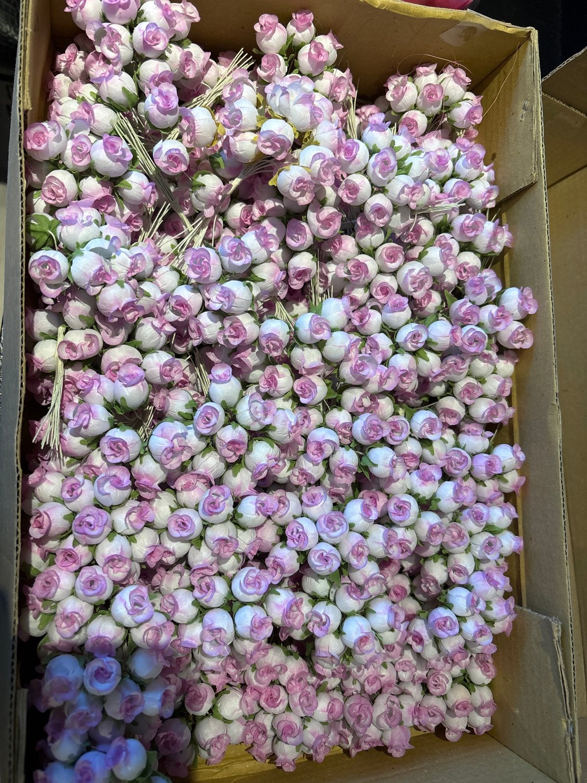 Mini Rozen Knutselmateriaal - Roze/Wit, Textiel, Nieuw, Meerkleurig, Overige merken