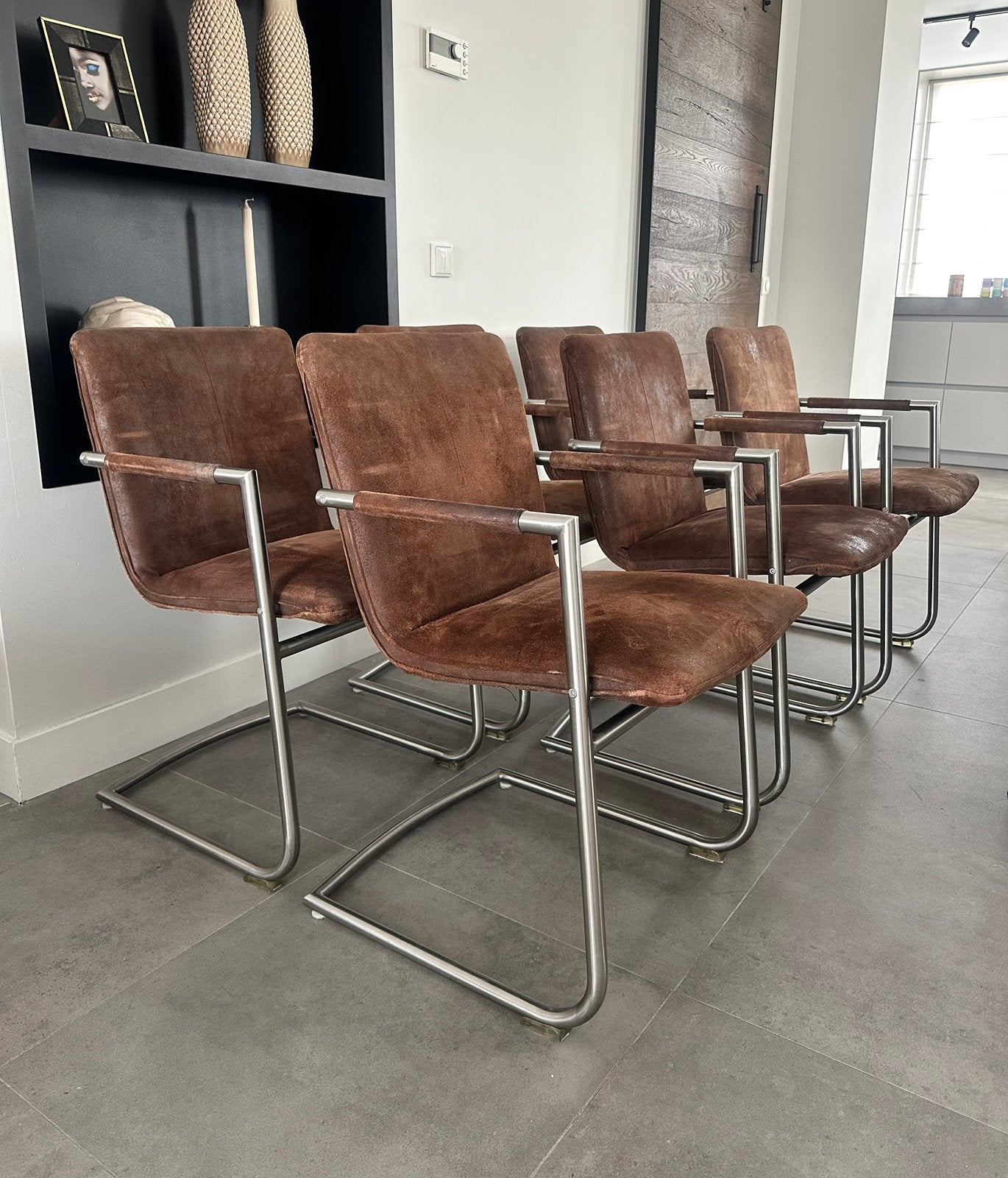 4/6 bruin nubuck lederen Henders & Hazel design stoelen, Nubuck, Bruin, ---, Henders en Hazel