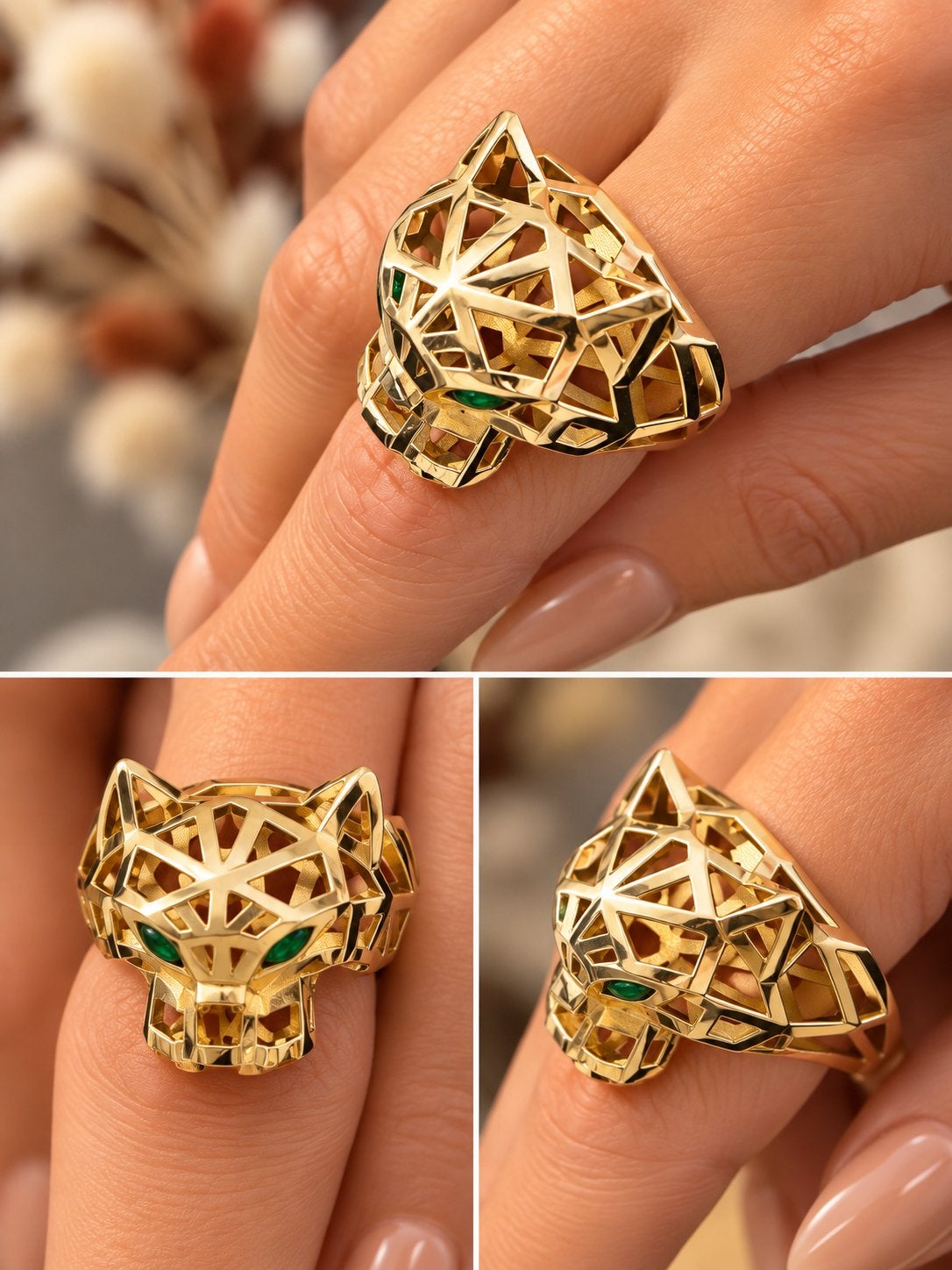 Cartier Panthère stijl ring - 5 gram, Gebruikt, Ophalen of Verzenden, Met edelsteen, Dame