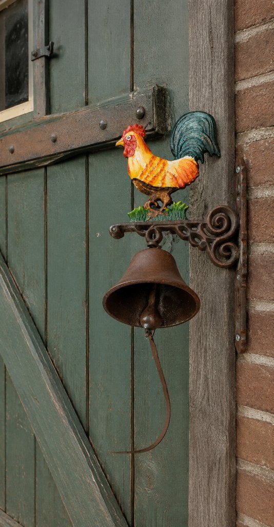 DEURBEL / HAAN/ GIETIJZER / bel 14 cm in doorsnee