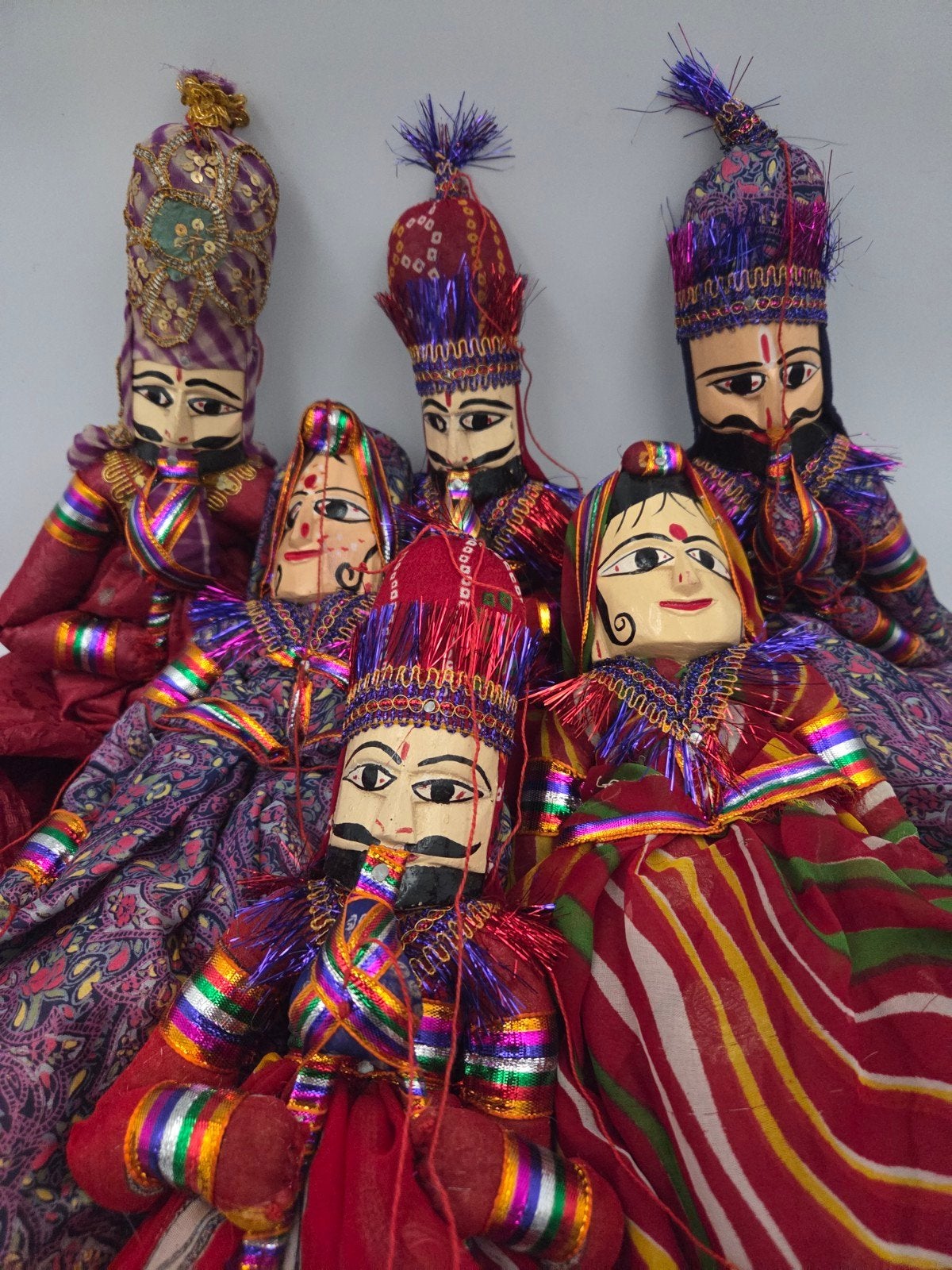 Set van 6 Indiase handgemaakte poppen - Katputli, Verzamelen, Ophalen of Verzenden, Zo goed als nieuw, Pop