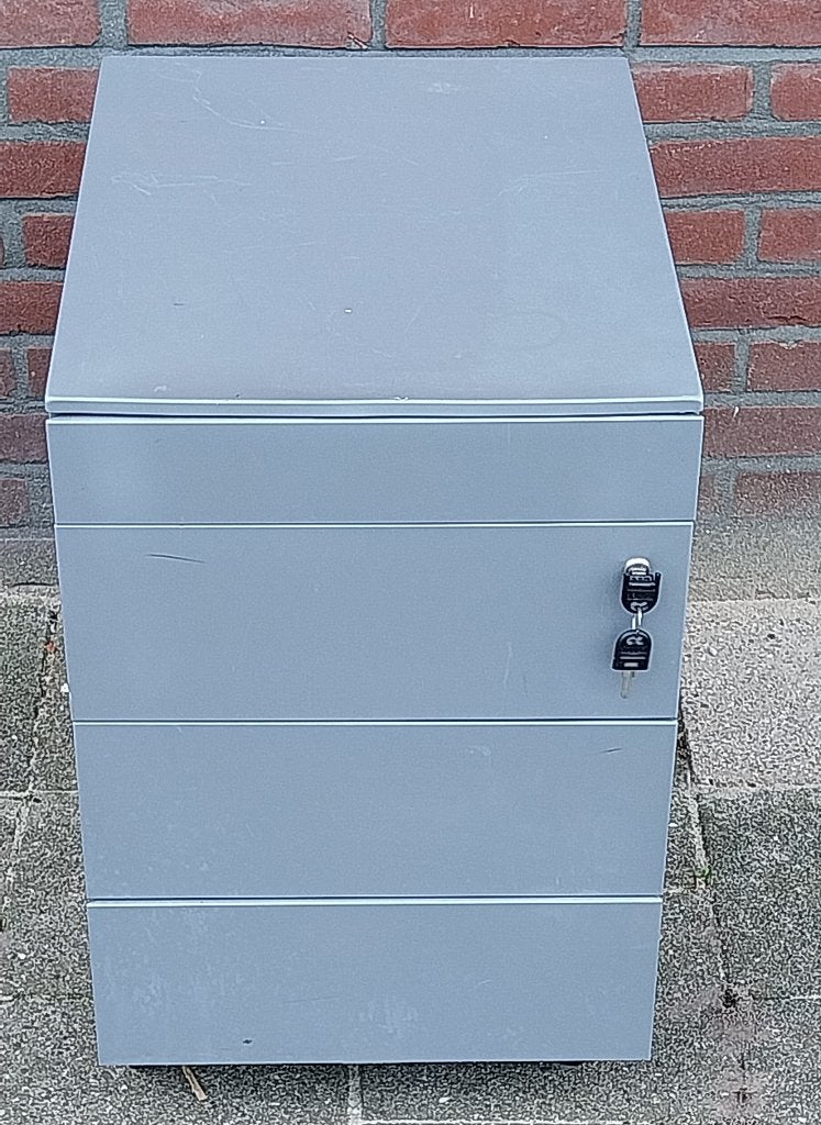 Metalen Bureau-ladeblok 4 lades en verrijdbaar, Ophalen, Gebruikt, 42 cm, Metaal