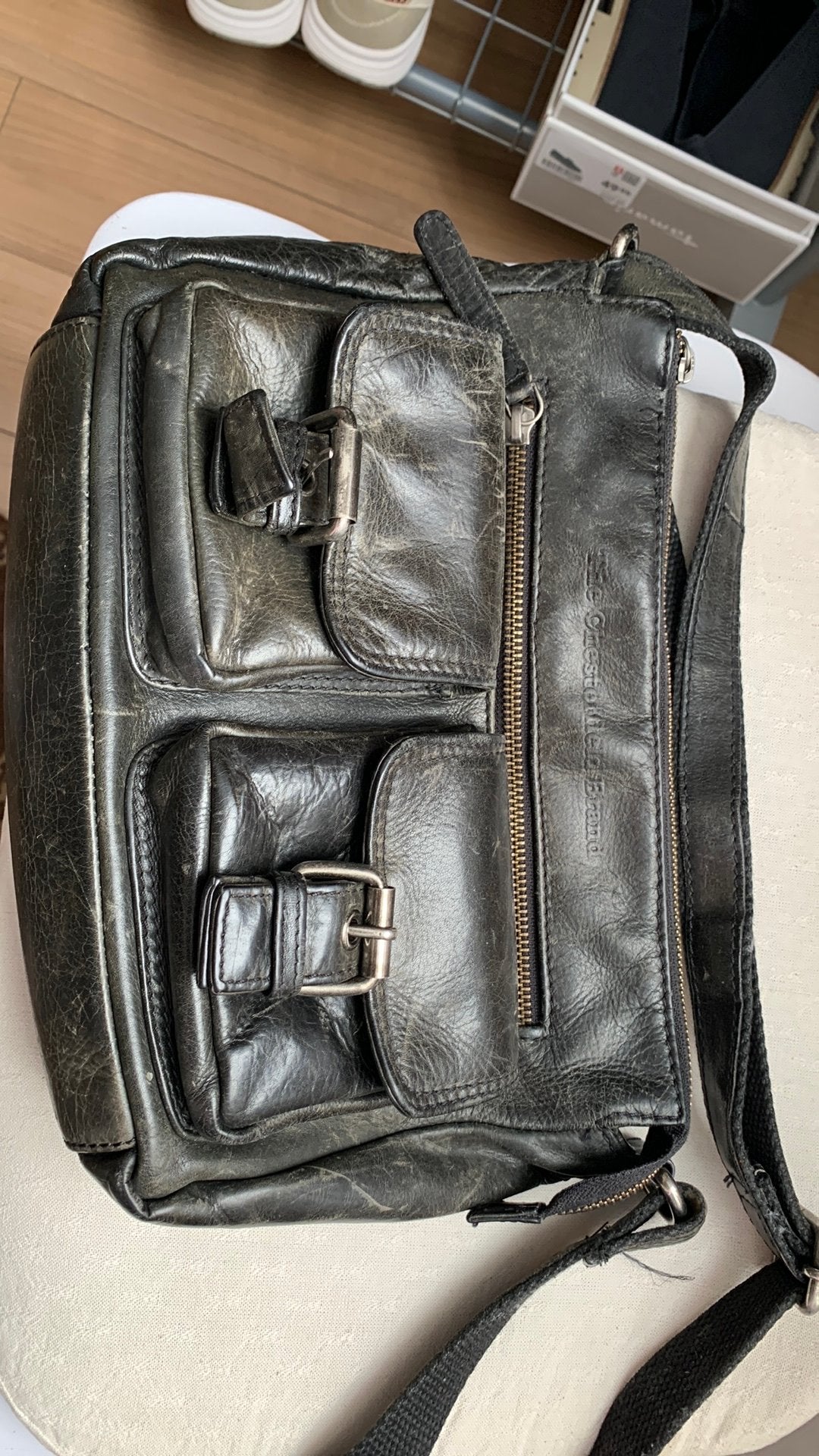 Zwarte leren dames tas, Ophalen of Verzenden, Gebruikt, Zwart, Handtas