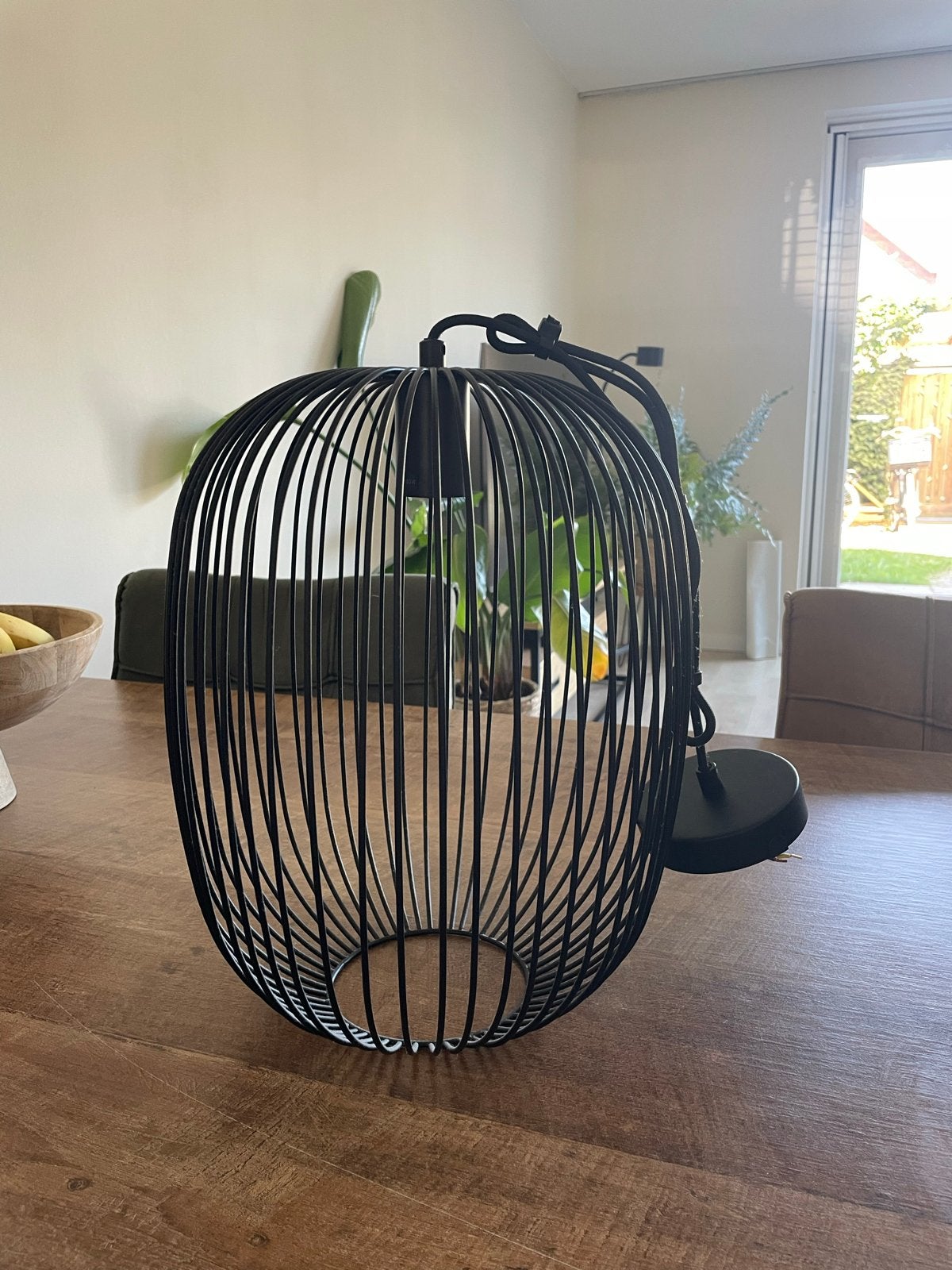 Zwarte draadlamp hanglamp, Ophalen, Gebruikt, Metaal, E27 (groot)