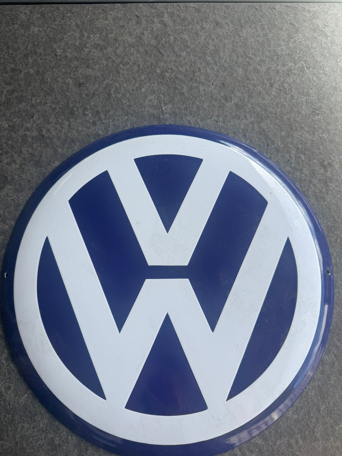Emaille VW logo bord, Ophalen