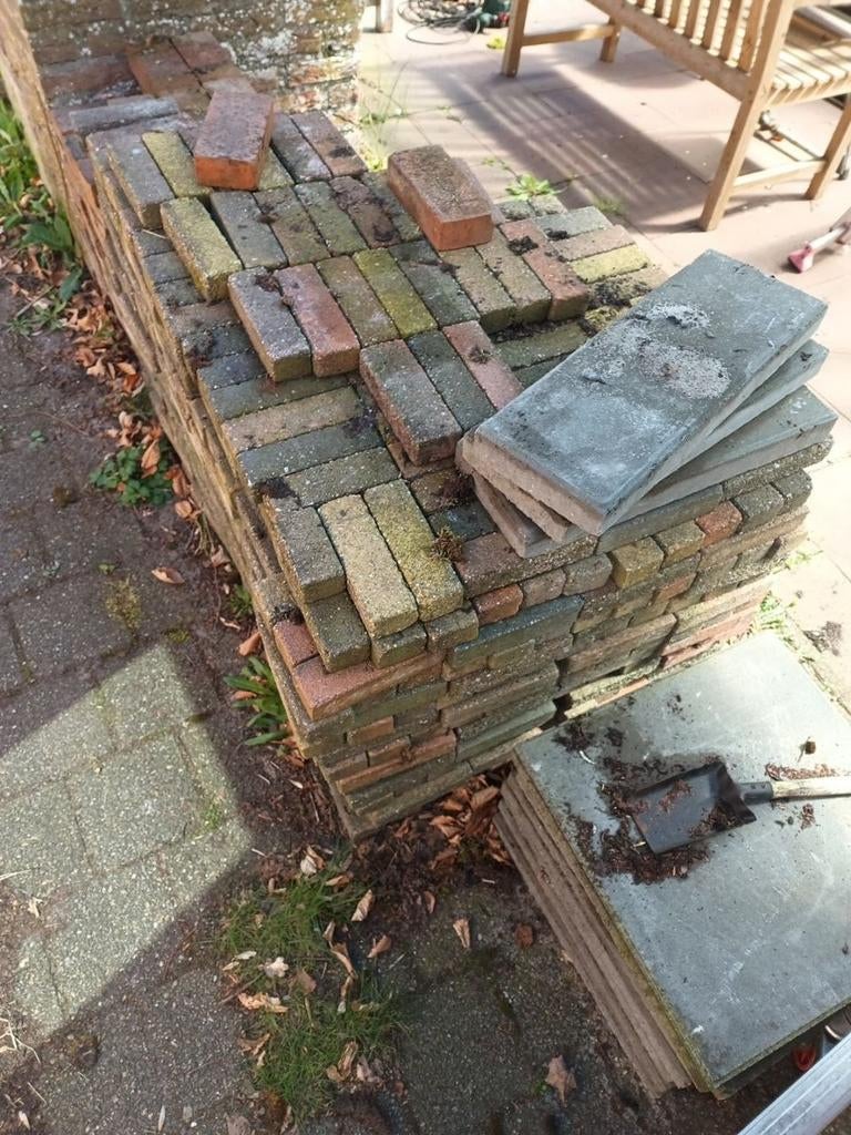 Gratis tuin stenen klinkers stoep banden, Tuin en Terras, Tegels en Klinkers, Ophalen, Gebruikt, Beton, Klinkers