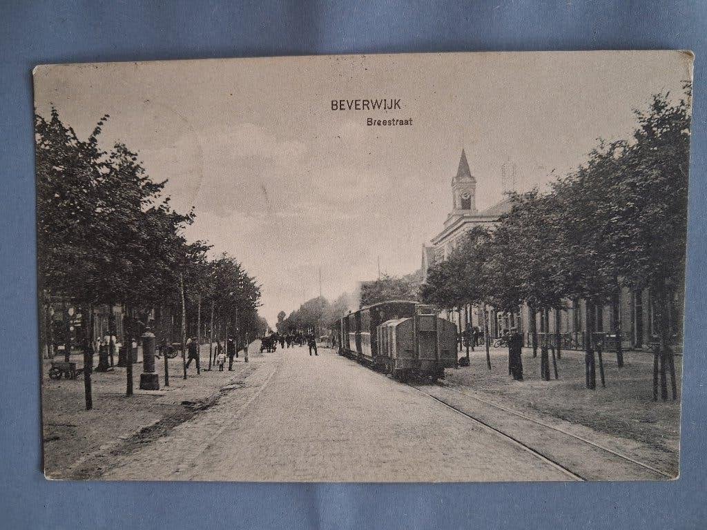 Beverwijk  Breestraat met trein 1908, Verzenden, Voor 1920, Gelopen, Noord-Holland