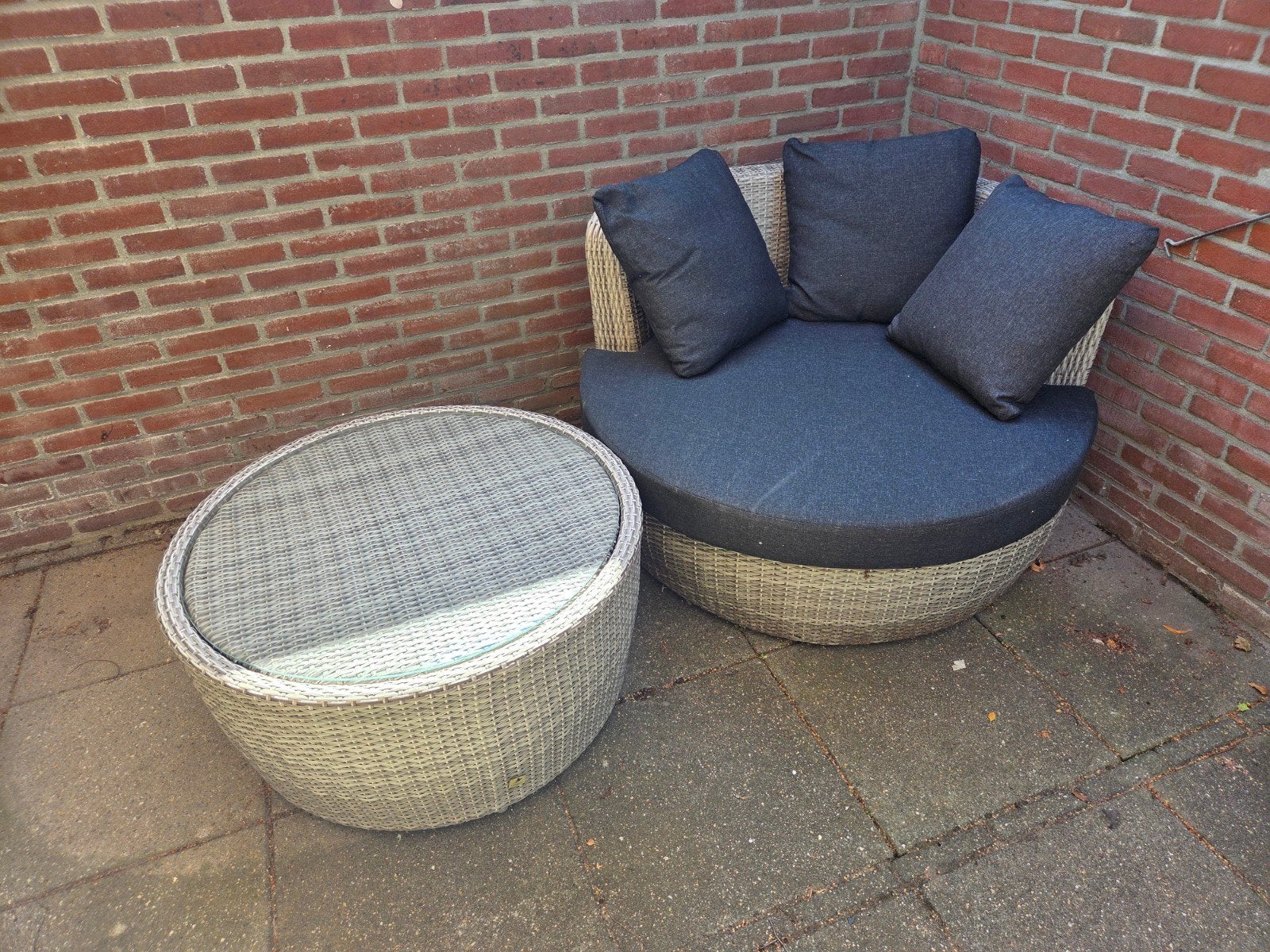 loungeset met tafel, Ophalen, Wicker