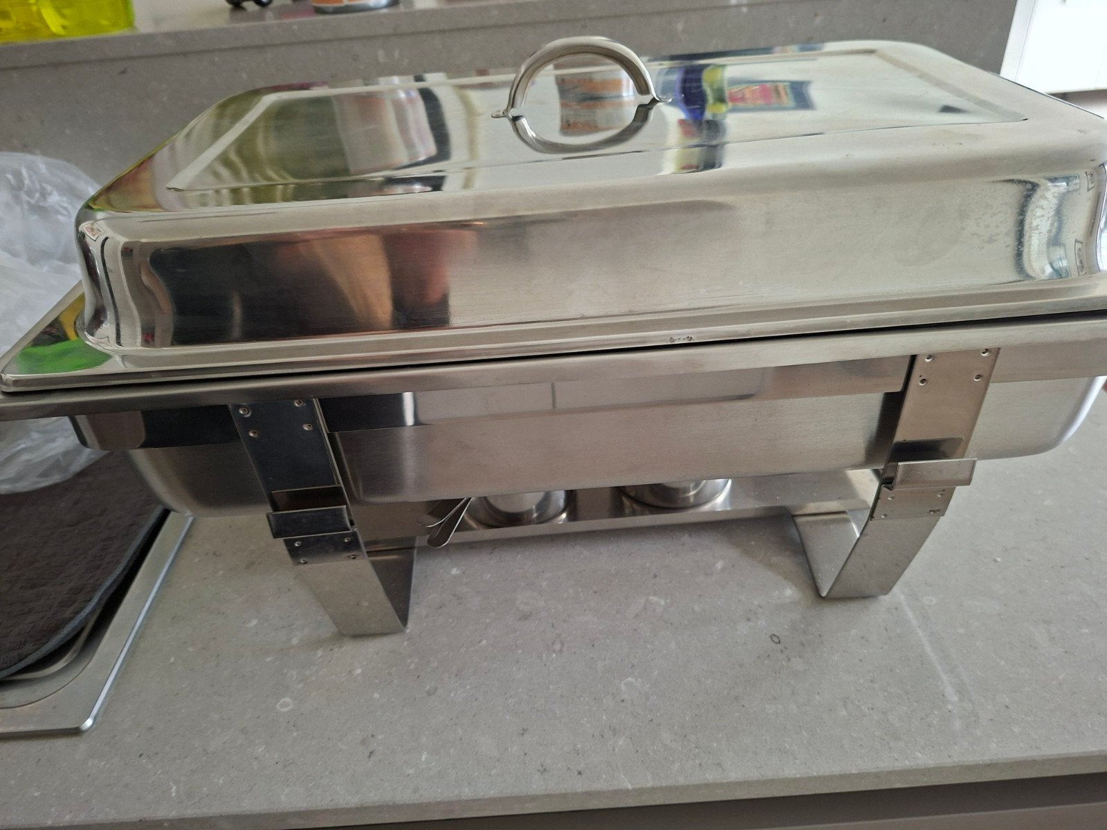 Chafing dish / Warmhoudbak RVS met 3 bakken, Ophalen, Zilver, Metaal, Overige typen