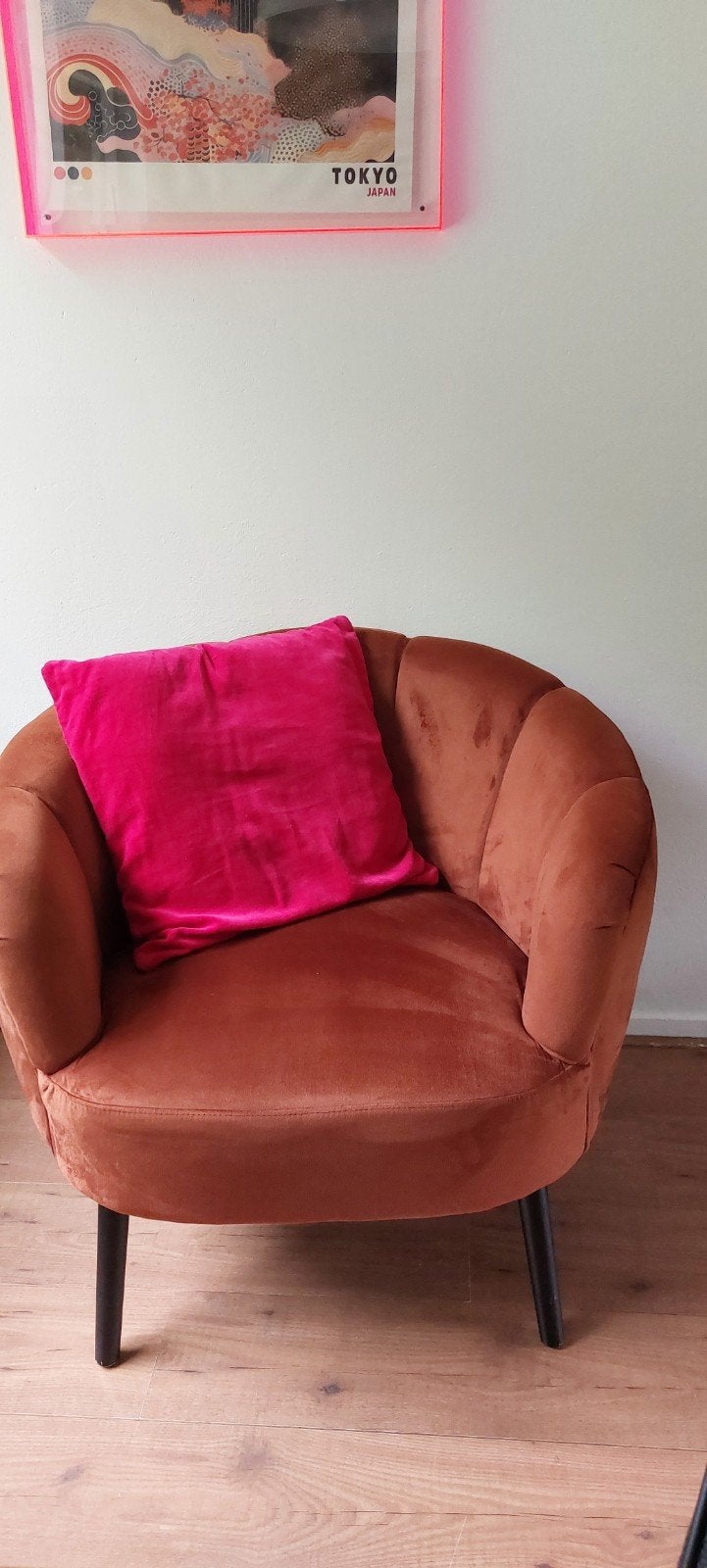 Fauteuil velvet Terra, roestbruin, Ophalen, 75 tot 100 cm, 50 tot 75 cm