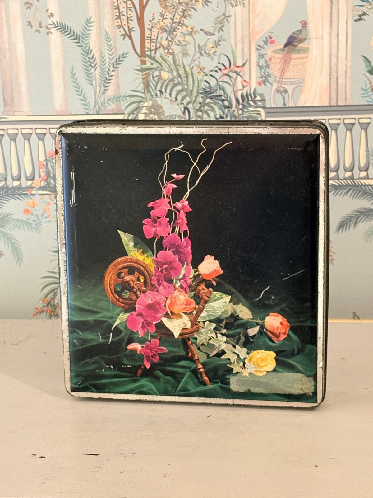 Vintage Patria koekblik met bloemendecoratie, Antiek en Kunst, Ophalen of Verzenden