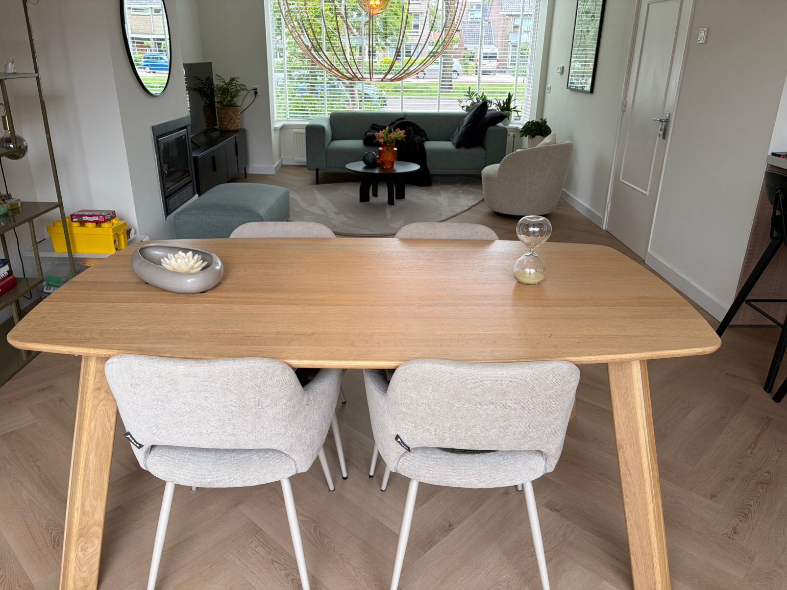 Eettafel deens ovaal (eikenhout), Huis en Inrichting, Tafels | Sidetables, Ophalen, 200 cm of meer, Zo goed als nieuw, Ovaal
