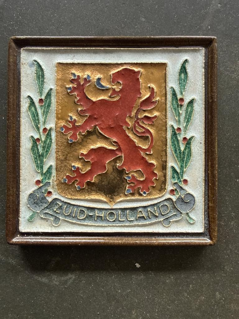 Cloisonné tegel De Porceleyne Fles - Wapen Zuid-Holland, Ophalen of Verzenden