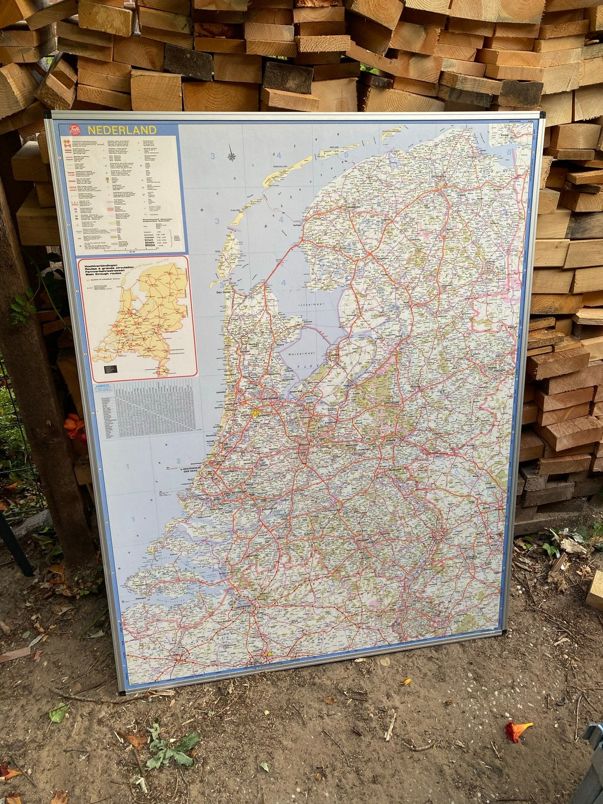 Grote wegenkaart van Nederland - 100x129 cm, Boeken, Atlassen en Landkaarten, Ophalen, Zo goed als nieuw, Nederland, Landkaart