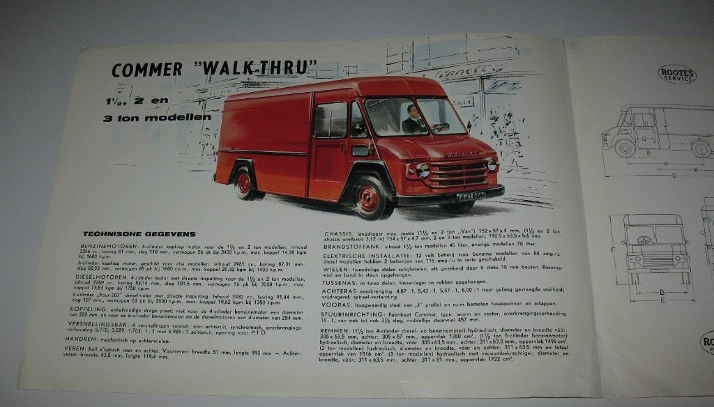 Folder Commer Walk-Thru bestelwagen Rootes products OUD, Boeken, Auto's | Folders en Tijdschriften, Ophalen of Verzenden, Gelezen