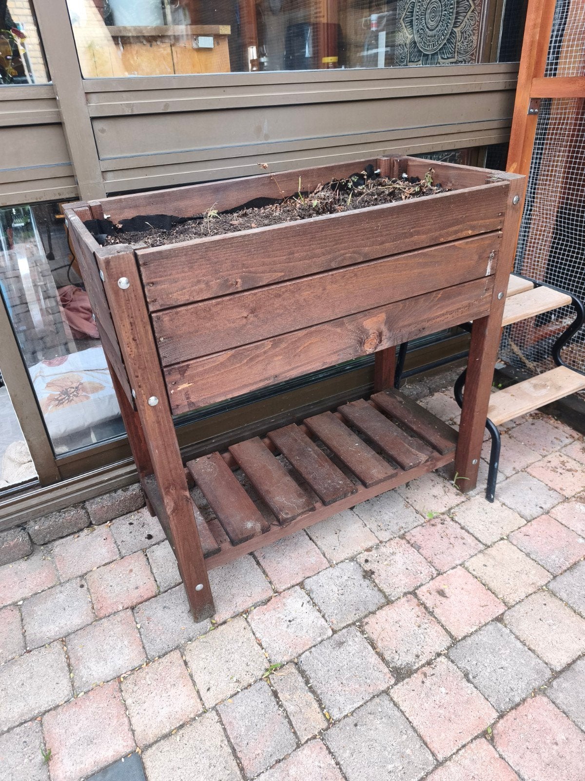Hoge houten plantenbak  kweekbak, Tuin en Terras, Bloembakken en Plantenbakken, Ophalen, Gebruikt, Vierkant, Balkon