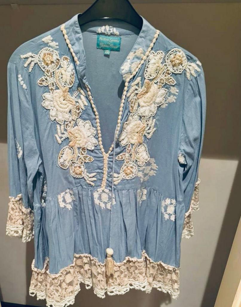 ANTICA SARTORIA - Ibiza Boho Blouse met Kralen | ONESIZE, Ophalen of Verzenden, Zo goed als nieuw, Maat 38/40 (M)
