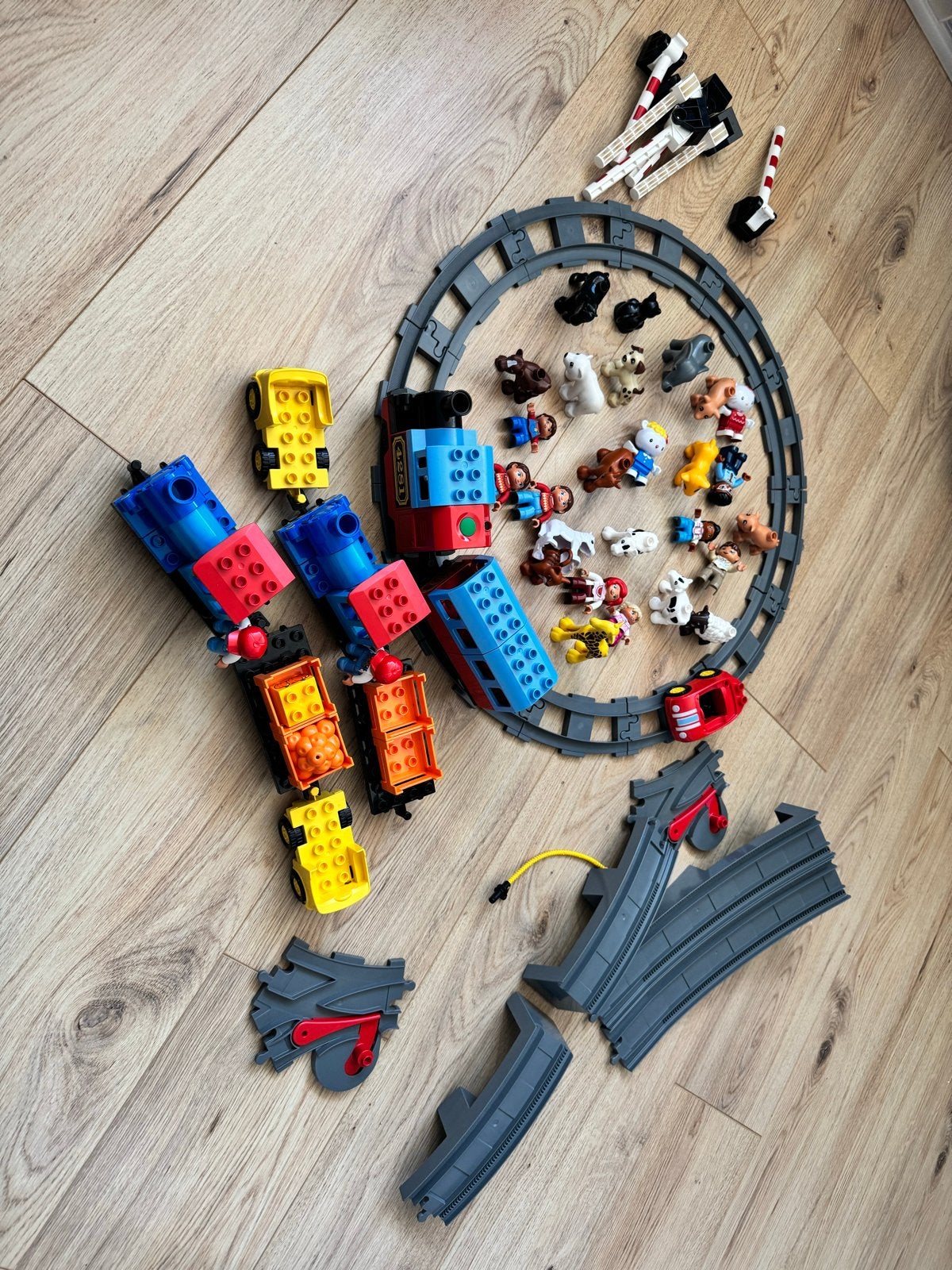 Grote set LEGO Duplo treinen en rails met dieren en figuren, Ophalen, Inclusief minifiguren, Gebruikt, Duplo
