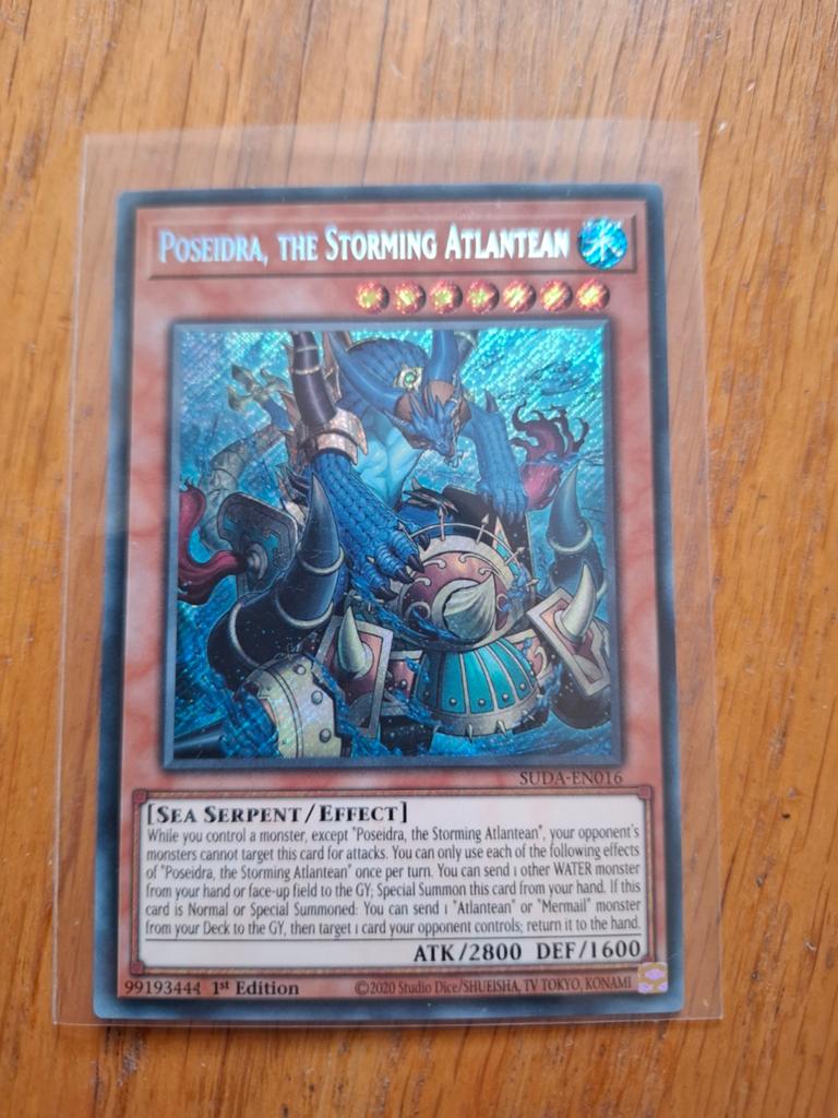 Poseidra, the Storming Atlantean  SUDA  Secret Rare 1st  Ed, Ophalen of Verzenden, Nieuw, Losse kaart, Foil