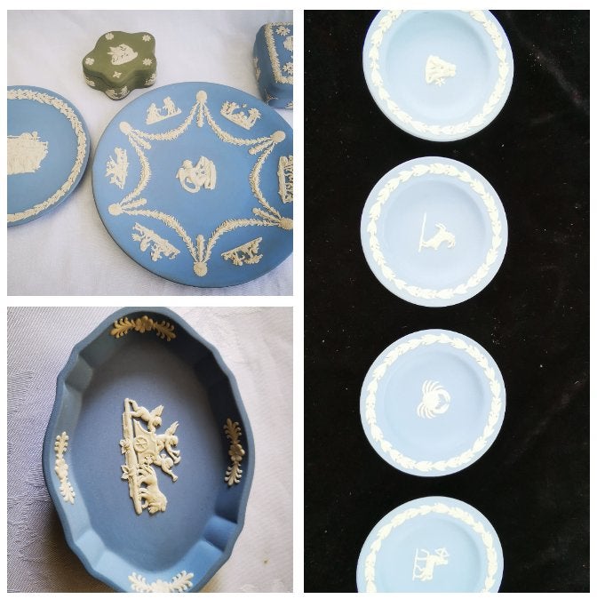 Lot 10 Vintage Wedgwood Jasperware engels porselein sierad, Ophalen of Verzenden